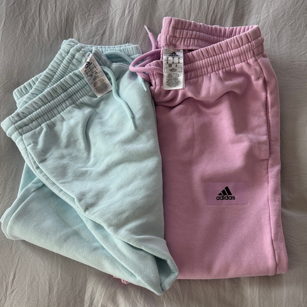 Adidas Women's Joggers - Soft Pink and Pastel Green